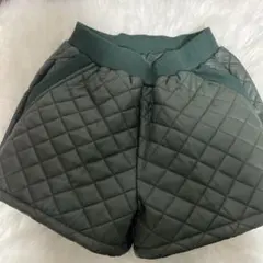 ダークグリーン キルティングショートパンツ