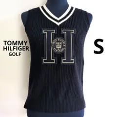 トミーヒルフィガー　ゴルフ　ニット　ベスト　Ｖネック　ウール混　ネイビー　S