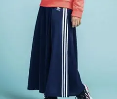 adidas オリジナル　ネイビー ストライプ ロングスカート M