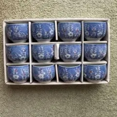 【最終価格】　新品未使用　昭和レトロ　湯のみセット　12客　青いお花