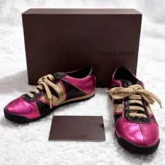 極美品 LOUIS VUITTON レザースニーカー 22.5ピンク ローカット