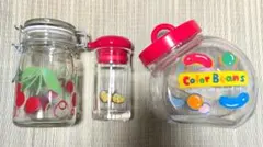 昭和レトロ　キャンディー入れ瓶など　3品