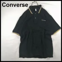 コンバース converse ポロシャツ 半袖 刺繍ロゴ Tシャツ90s古着 黒