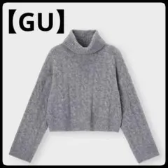 【GU】パフィータッチクロップドタートルネックセーター(長袖) グレー
