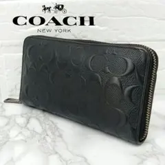 COACH コーチ シグネチャー エンボス レザー ラウンドファスナー 長財布のサムネイル