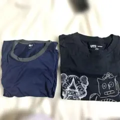 UNIQLO ネイビー Tシャツ M黒XL２点セット良好大人気商品早いもの勝ち