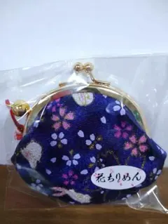 【新品】京友禅　2.6寸 鈴付きがま口財布　【紺色】のサムネイル