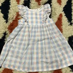 H&M チェックワンピース ブルー×ピンク 90