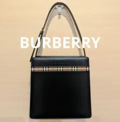 【極美品】バーバリー ノバチェック レザー ワンショルダーバッグ ブラック