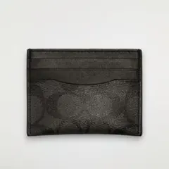 正規品　新品　送料無料　コーチ  レザー  カードケース チャコール×ブラック