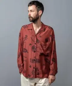 ARIKA × MR.OLIVE オープンカラーシャツ 長袖シャツ ブラウン