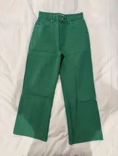 ZARA グリーン ハイウエスト・ストレートデニムジーンズEUR 38