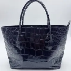 FURLAフルラ トートバッグ オールレザー クロコ型押し 肩掛け 黒