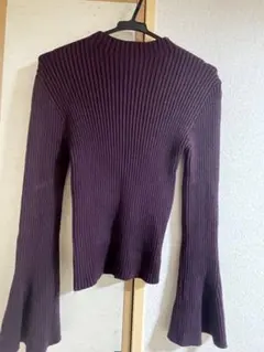 パープルニットトップス