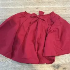 プティマイン　赤いリボン付きフレアスカート　110㎝