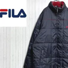 FILA　フィラ　ダウンジャケット　刺繍ロゴ　ジップアップ　ネイビー　L