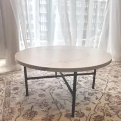 【美品】LOWYA★マーブル柄ローテーブル【50cm】