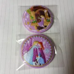 ディズニー刺繍缶バッジ　アナと雪の女王　ラプンツェル　2個