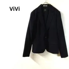 ViVi　テーラードジャケット　シンプル　ウール　ネイビー　М