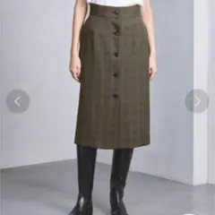 UNITED ARROWS フロントボタン チェック タイトスカート