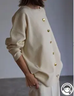 【新品】ボンジュールサガン　ダイバーニットカーディガン　前後2WAY アイボリー