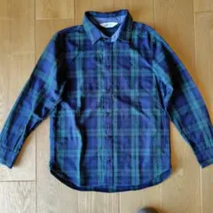 H&M ネイビー・グリーン チェック 長袖シャツ