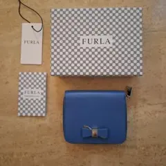 FURLA 二つ折り財布 ブルー リボンのサムネイル