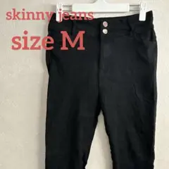 早い者勝ち✨スキニーパンツ【M】2ボタン ブラック 黒 シンプル おしゃれ