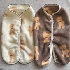 犬 フリースベスト 2枚セット 背中開き M くま 防寒 ドッグウェア　犬用