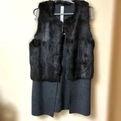 ブラック 本物ラビットファーベスト サイズF