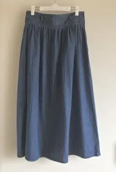 GU サイドファスナー フレアスカート デニムブルー XL