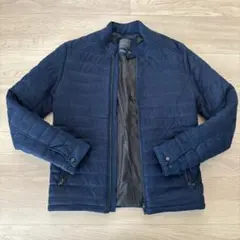 ZARA MANネイビー スエード調キルティングダウンジャケットS