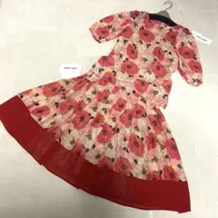 ミラショーン♡花柄 シースルー 半袖 フレアセットアップ♡ワンピース♡エレガント