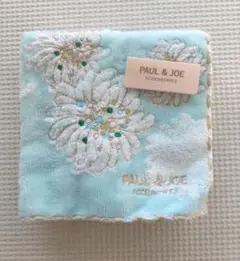 PAUL & JOE 花柄タオルハンカチ 水色
