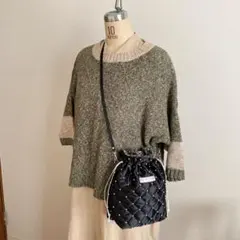 巾着ポーチ　ビーズ付　ウィリアムモリス　ピンパネル