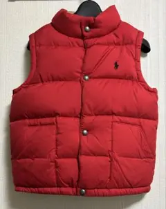 キッズ ダウンベスト 赤色・ベージュ