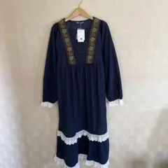 新品　未使用　タグ付　エヘカソポ　ehka sopo ワンピース　ネイビー