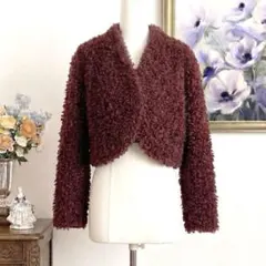 美品✨ ケンゾー　ラム毛皮　ジャケット　ショート丈　赤　毛皮　裏地 花柄　ファーのサムネイル