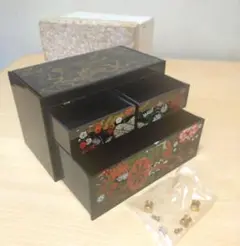未使用　鏡付き小物ボックス　小物タンス　和風タンス　和装　漆器　小物入れ　メイク