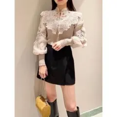 即購入◎SNIDEL レースカラーニットプルオーバー