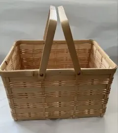 竹篭 竹製 ピクニックバスケット 蓋足付き かご - メルカリ