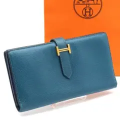 極美品】HERMES ベアンクラシック ブルージーン エプソン ゴールド金具