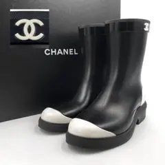 美品】CHANEL シャネル ショート ブーツ デカ文字 サイドジップ 37C
