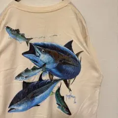M US 古着 アート Ｔシャツ 魚柄 マリン フィッシング