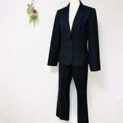 ストライプ柄パンツスーツセットアップ　Lサイズ　チャコールグレー系　背抜き　春夏