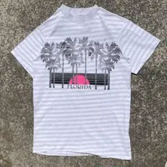 USA製80's フロリダビーチのワンシーン ボーダー柄vintage Tシャツ