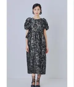 【ANDRESD 】アンドレスドバブルスリーブ ジャガードドレス Sサイズ