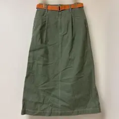 グローバルワーク ベルト付き ロングスカート カーキ タイトスカート L
