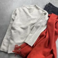 美品　エヴァムエヴァ ボトルネックセーター ウール キャメル混 ベージュ系