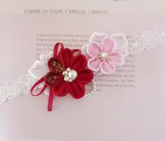 つまみ細工のベビーヘアバンド♡お食い初めお宮参り初節句ひな祭り